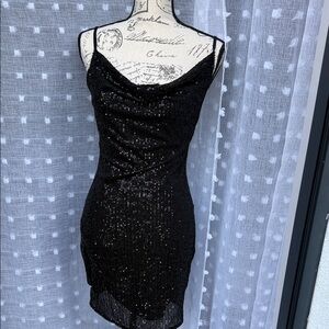 GUESS Black Sequin Mini Skirt with Inner Ties